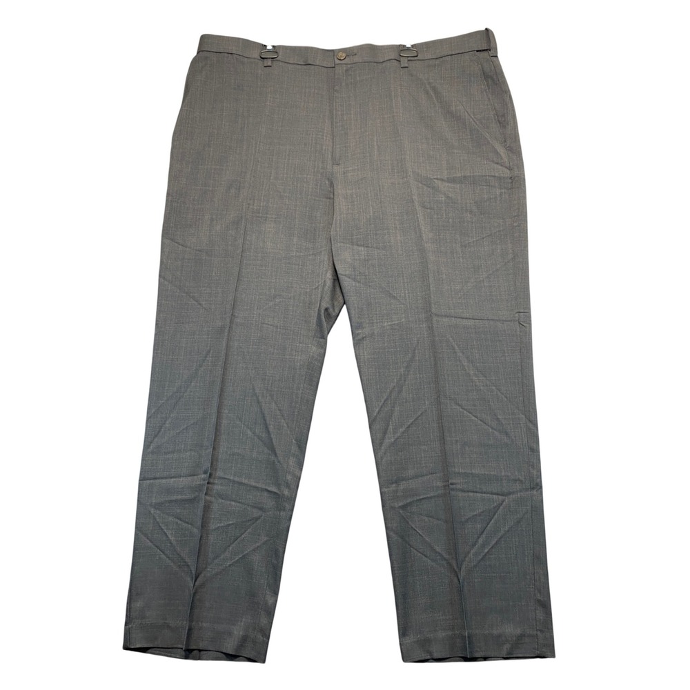 Savane Mens Stretch Performance Dress Pants 44x30 Grey No Iron